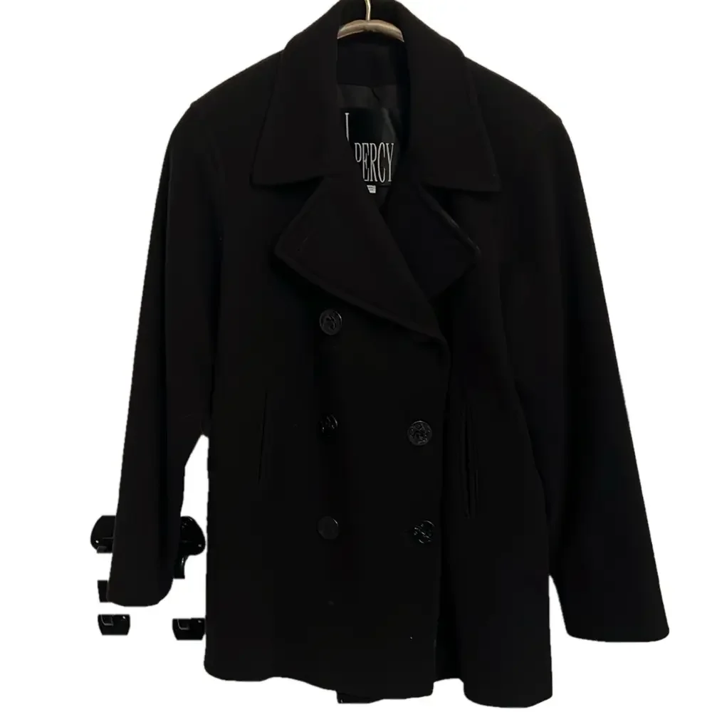 J.Percy Women’s 100% Merino Wool Black Double Breasted Peacoat sz 6 coat/jacket